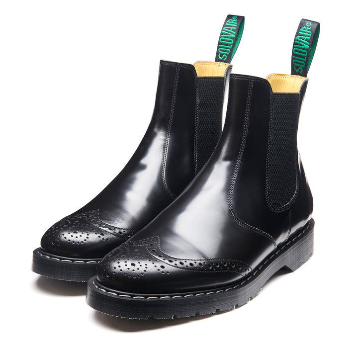 Black Hi-Shine Dealer Brogue Boot