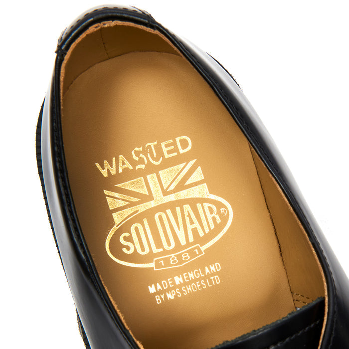 Black Hi-Shine Union Jack 3 Eye Gibson Shoe