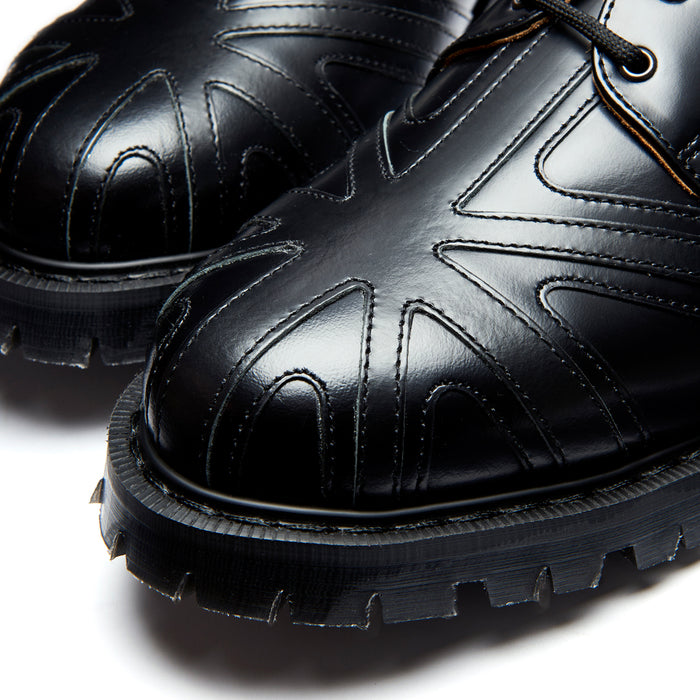 Black Hi-Shine Union Jack 3 Eye Gibson Shoe
