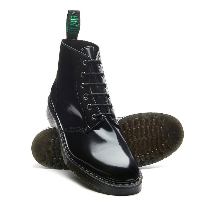 Black Hi-Shine Vegan 6 Eye Astronaut Boot