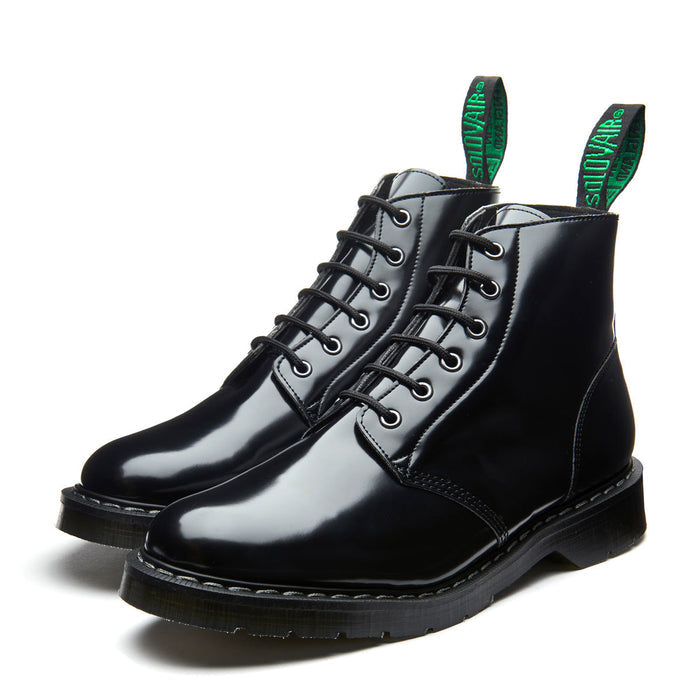 Black Hi-Shine Vegan 6 Eye Astronaut Boot
