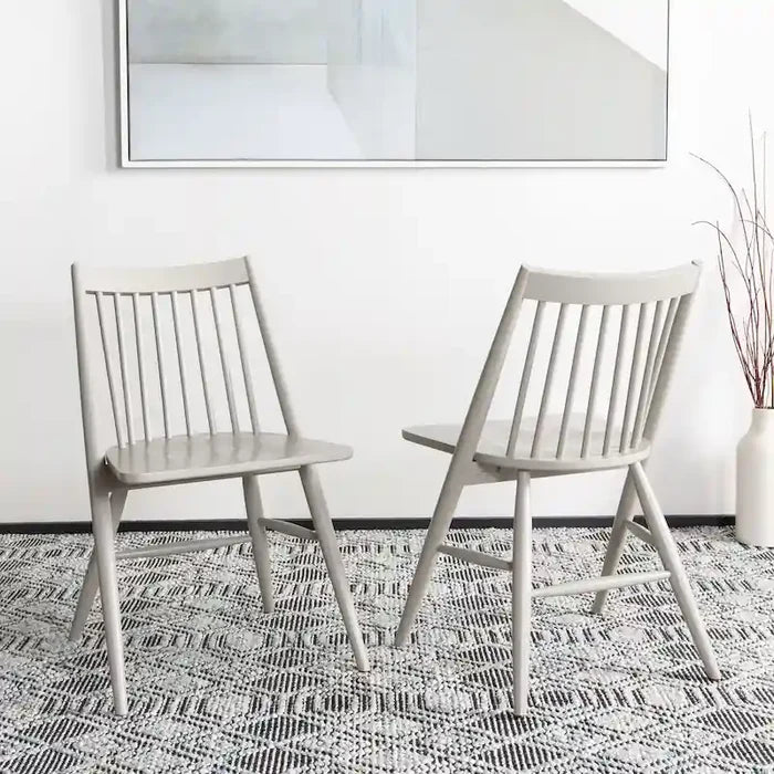 Black Spindle Dining Chair Set of 2 Solid Wood Legs Classic Style