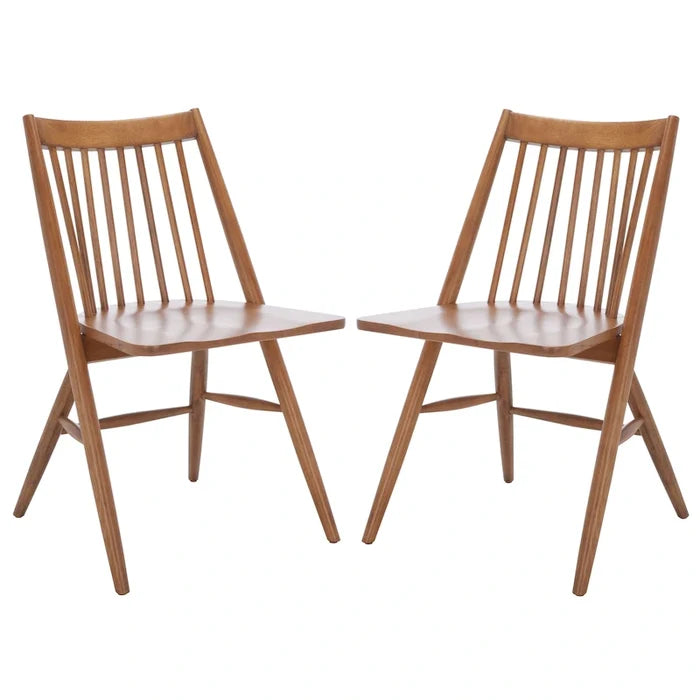 Black Spindle Dining Chair Set of 2 Solid Wood Legs Classic Style