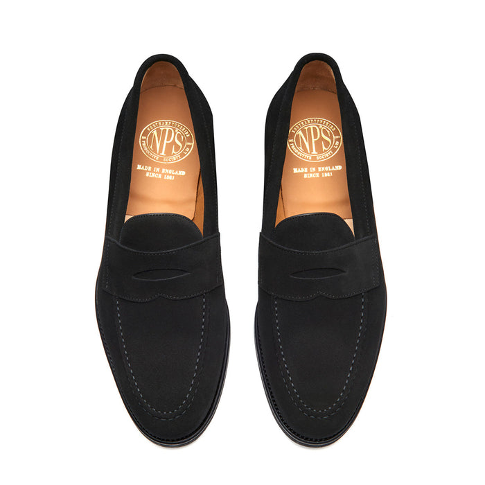 Black Suede Penny Loafer