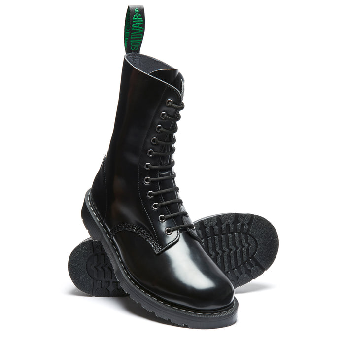 Black Vegan Hi-Shine 11 Eye Derby Boot