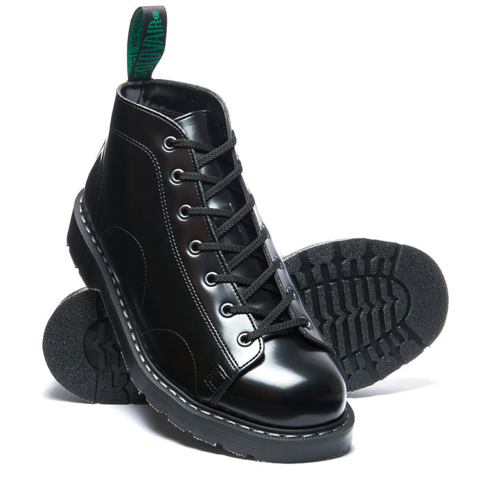 Black Vegan Hi-Shine 7 Eye Monkey Boot