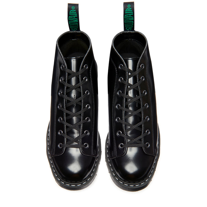 Black Vegan Hi-Shine 7 Eye Monkey Boot
