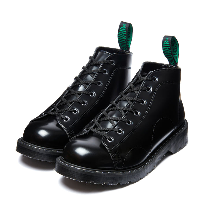 Black Vegan Hi-Shine 7 Eye Monkey Boot