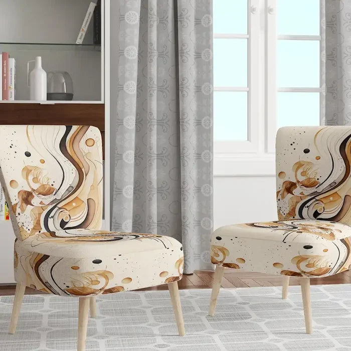 Brown and Black Upholstered Modern Contemporary Accent Chair