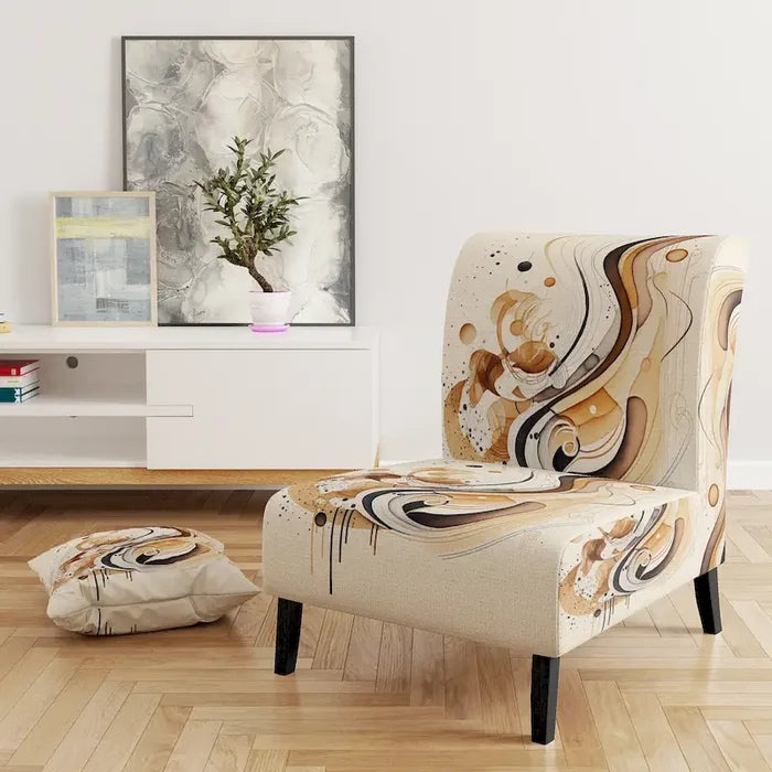 Brown and Black Upholstered Modern Contemporary Accent Chair