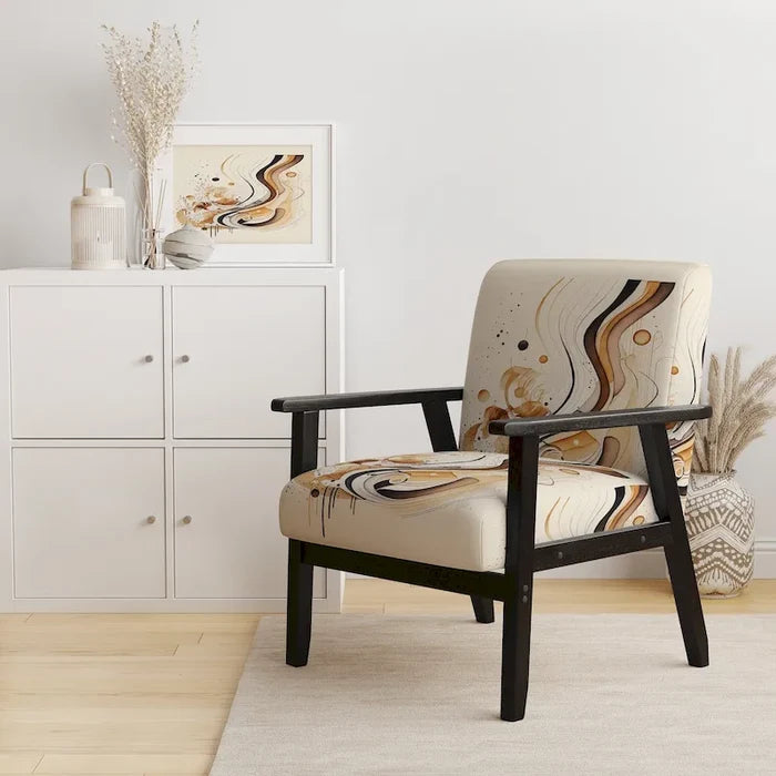 Brown and Black Upholstered Modern Contemporary Accent Chair