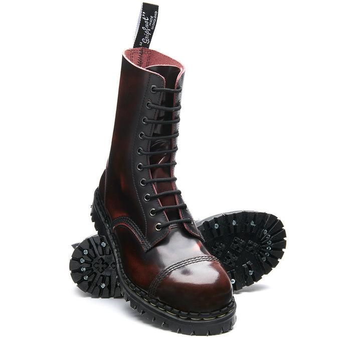 Burgundy Rub-Off 10 Eye Steel Toe Capped Derby Boot