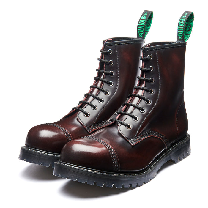Burgundy Rub-Off 8 Eye Steel Toe Derby Boot