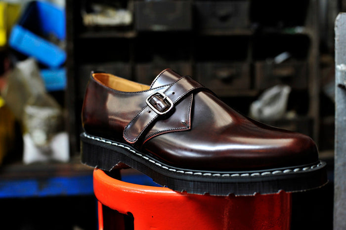 Burgundy Rub-Off Single Buckle Monk Shoe