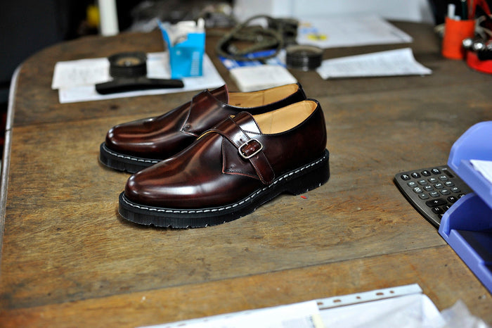 Burgundy Rub-Off Single Buckle Monk Shoe