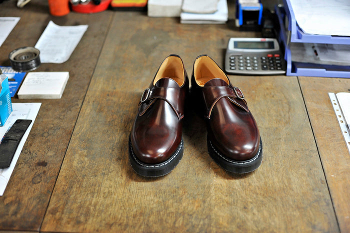 Burgundy Rub-Off Single Buckle Monk Shoe