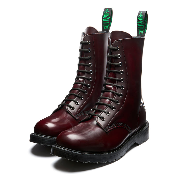 Cherry Red Rub-Off Vegan 11 Eye Derby Boot