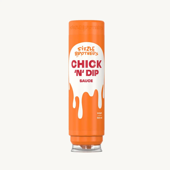 SizzleBrothers Chick 'N' Dip Sauce in orangefarbenen 500 ml Flasche