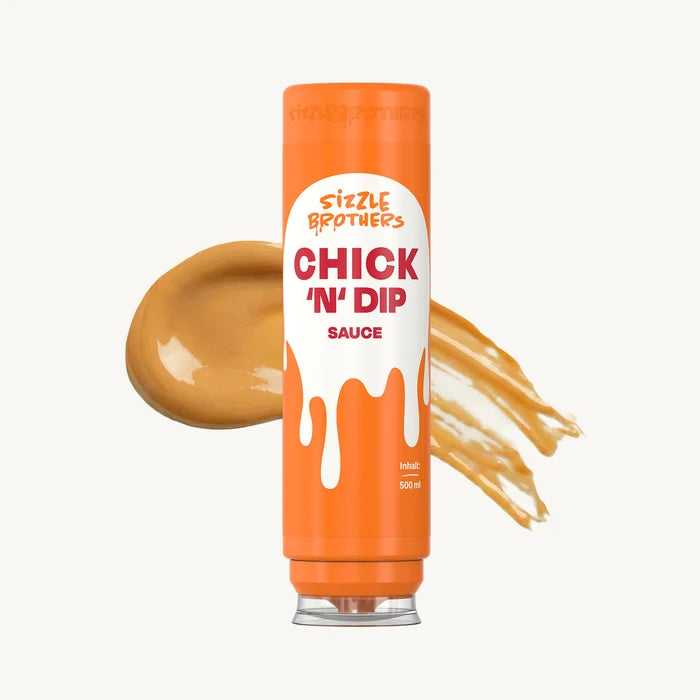 SizzleBrothers Chick 'N' Dip Sauce in orangefarbenen 500 ml Flasche