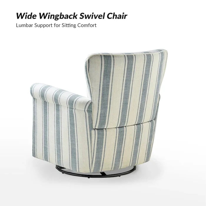 Comfortable Floral Fabric Swivel Rocker Chair with Rolled Armrest Set of 2