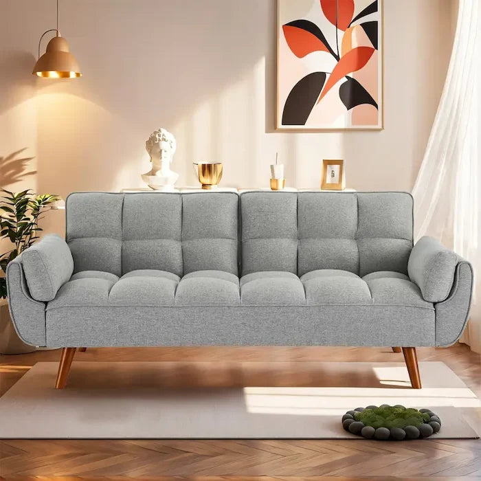 Convertible Futon Sofa Bed Folding Couch Recliner with Pillow Armrest