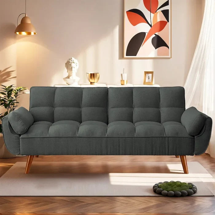 Convertible Futon Sofa Bed Folding Couch Recliner with Pillow Armrest