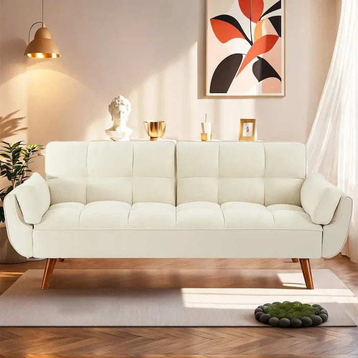Convertible Futon Sofa Bed Folding Couch Recliner with Pillow Armrest