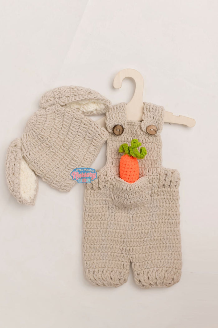 Crochet Overalls Set with Bunny Hat & Carrot Toy — Little Mamas Nursery