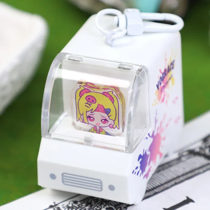 Custom acrylic cartoon car charm with colorful anime character inside display case