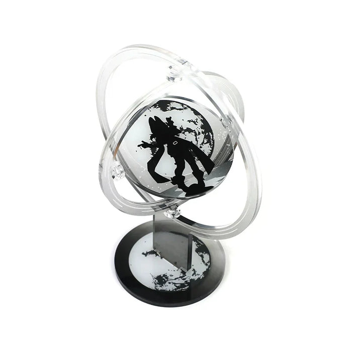 Custom acrylic halo display standee with silhouetted character and circular base