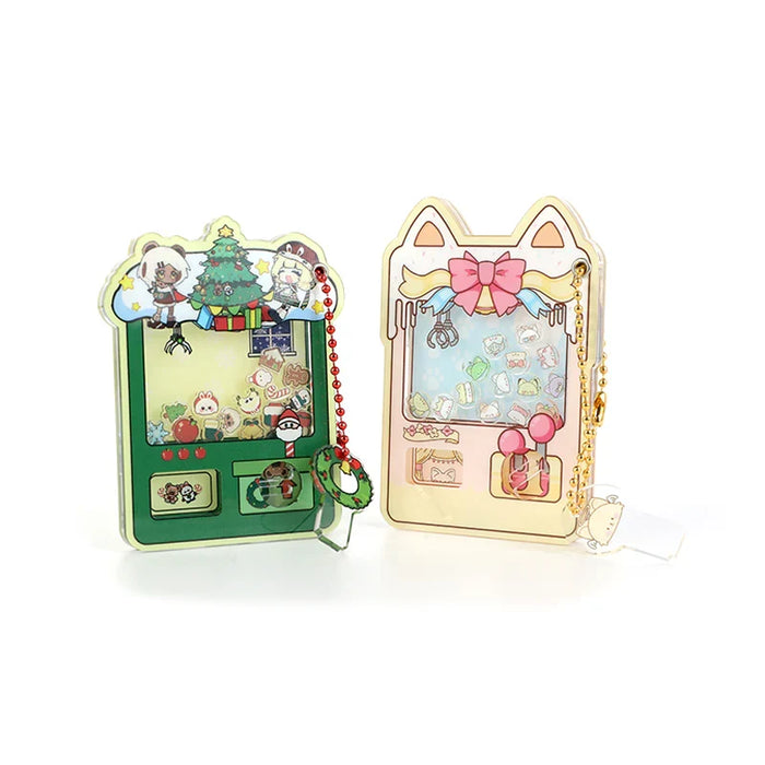 Custom acrylic magnetic gashapon machine shaker keychains with cute designs