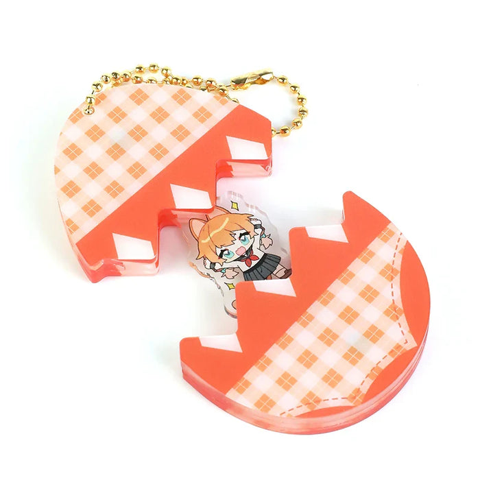 Custom acrylic magnet slide-out puzzle keychain with cute anime character charm