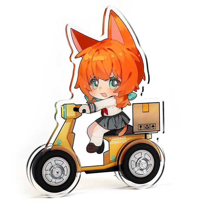 Custom acrylic anime fox girl figurine riding scooter with package box