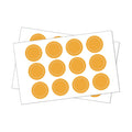 Sheets of custom round orange circle stickers with double border on white background
