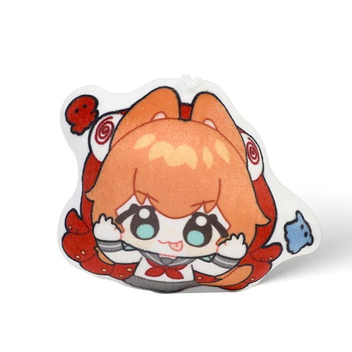 Custom anime chibi character body pillow keychain with orange hair and playful expression