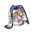 Custom drawstring backpack with anime cat girl character and striped background