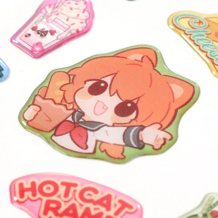 Cute anime cat girl acrylic charm with glitter, perfect for keychains or collectibles