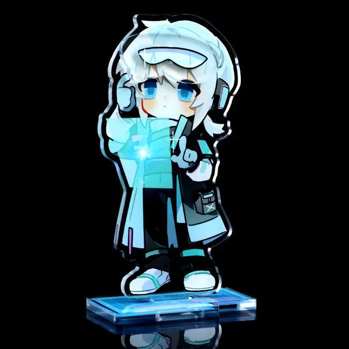 Custom light-up magnetic acrylic standee featuring an anime-style character on black background