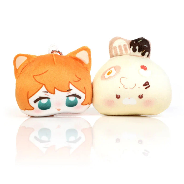 Cute anime-style plush keychains with cat ears and dessert design, soft and collectible