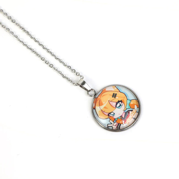 Anime-style pendant necklace with colorful character design, perfect for fans of custom keychains and enamel pins.