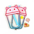 Custom openable acrylic shaker keychain with cute drink design and small food charms