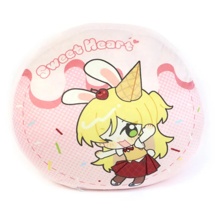 Custom plush pillow with anime-style ice cream bunny girl on pink background and 'Sweet Heart' text