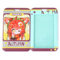 Custom plastic card holder with anime autumn character design and vibrant colors