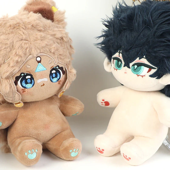 Custom plush dolls with big embroidered eyes and animal-inspired details, soft stuffed toys