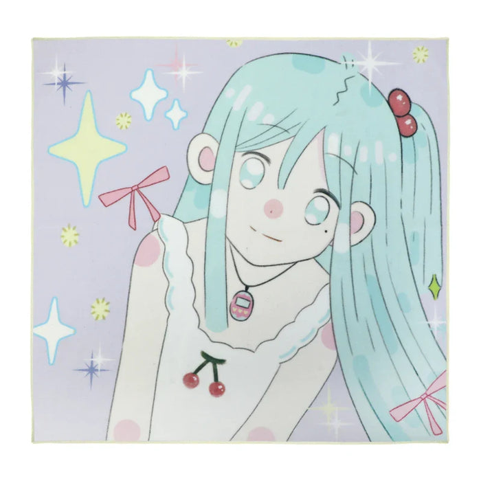 Reusable cloth wrap with pastel anime girl, light blue hair, on lavender background with stars
