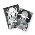 Custom spiral sketchbooks with fantasy anime character covers, Magic Academy theme