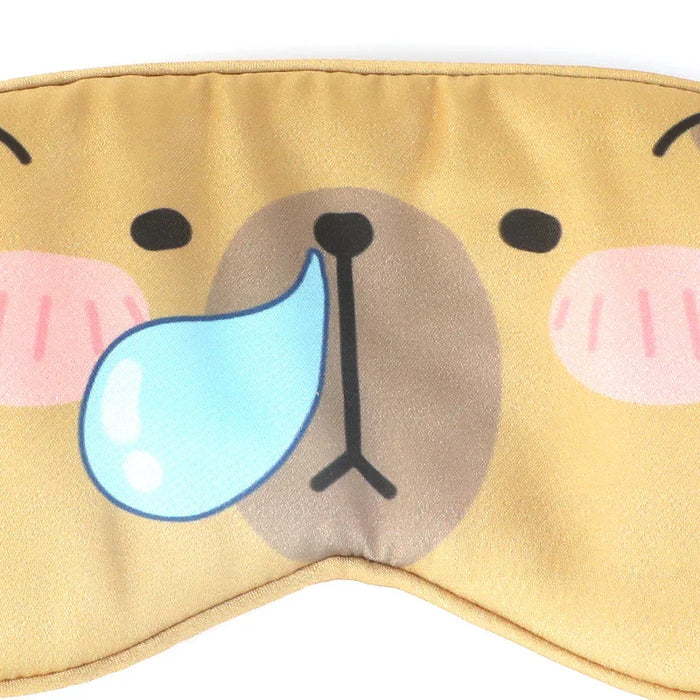 Cute bear face silk-like custom sleep mask with cartoon drooling design for sleeping