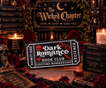 Dark romance bookcase ticket decor:  Dark romance