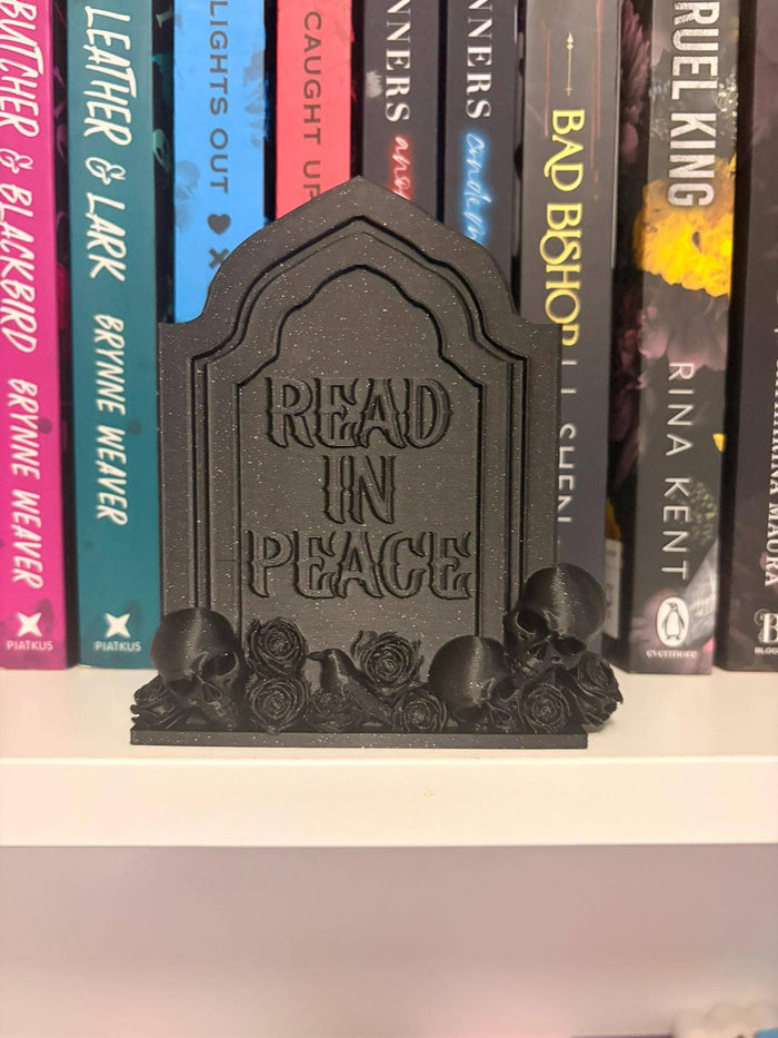 Dark Romance Gothic Tomb Bookmark Holder & Decor: Rip - glitter black