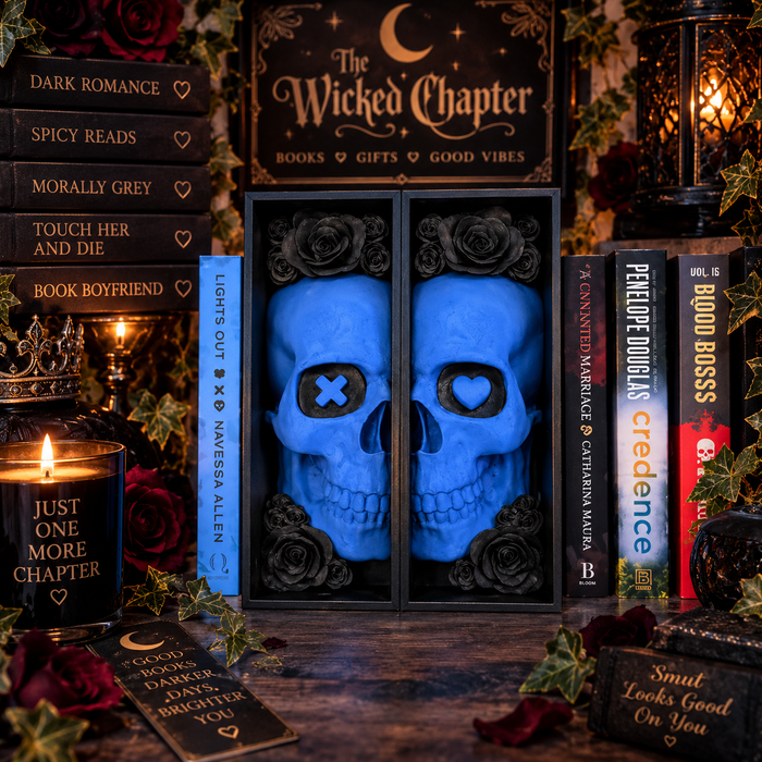 Dark Romance Skull Book Nook Gothic Bookend Decor: One of each